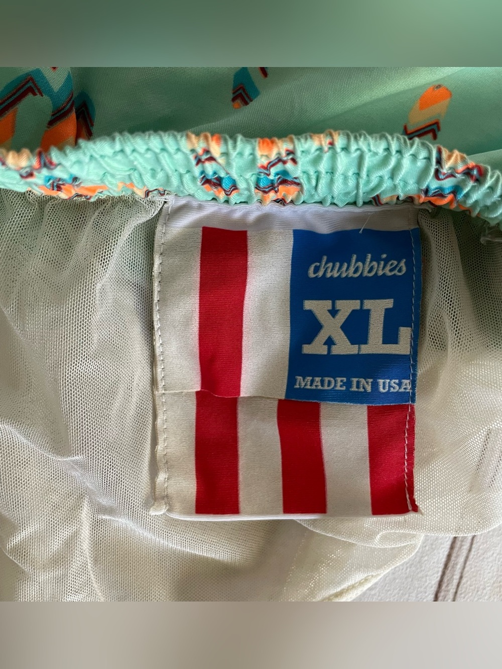 Chubbies Swim Trunks Shorts Mens XL Mint Green Cactus Print USA Drawstring Pool - Picture 12 of 15